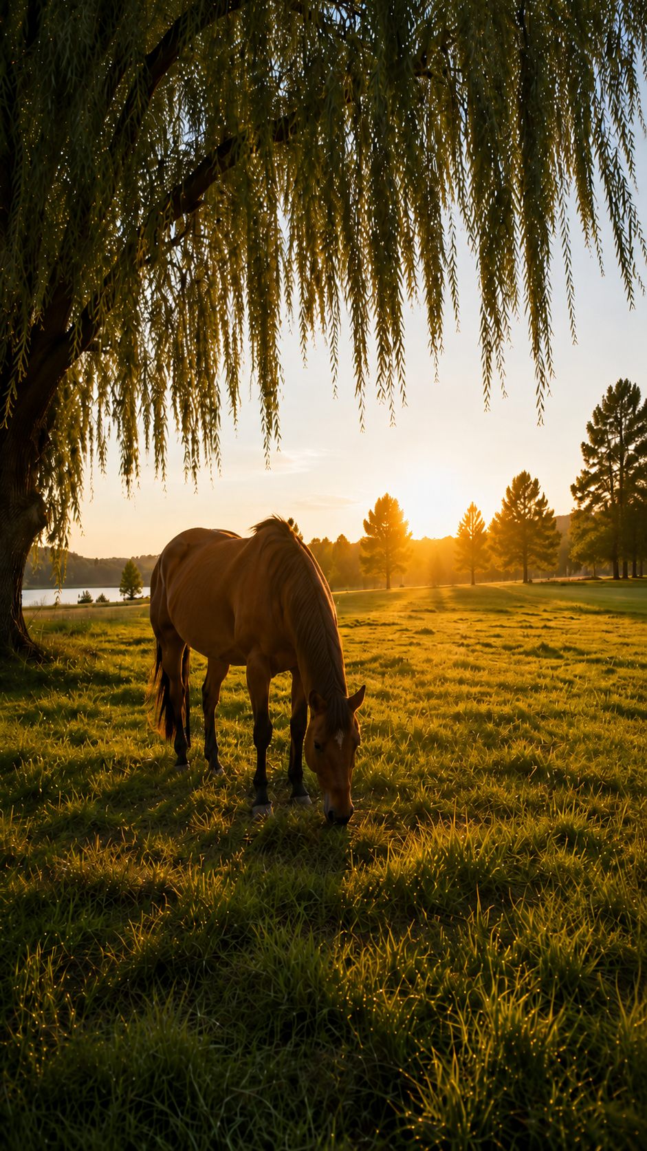 Caballo al atardecer cerca de Lago Rapel — Mirador del Lago